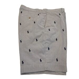 Polo Ralph Lauren Mens Shorts Sz 35 Blue Chino Pony All Over Print